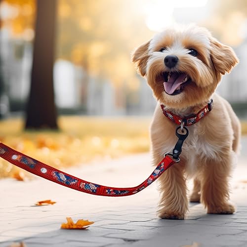 Miniatura 8 de Pawhuggies Juego de collar y correa de poliéster para perros de tamaño mediano, juego de collar y correa de perro con impresión de transferencia,