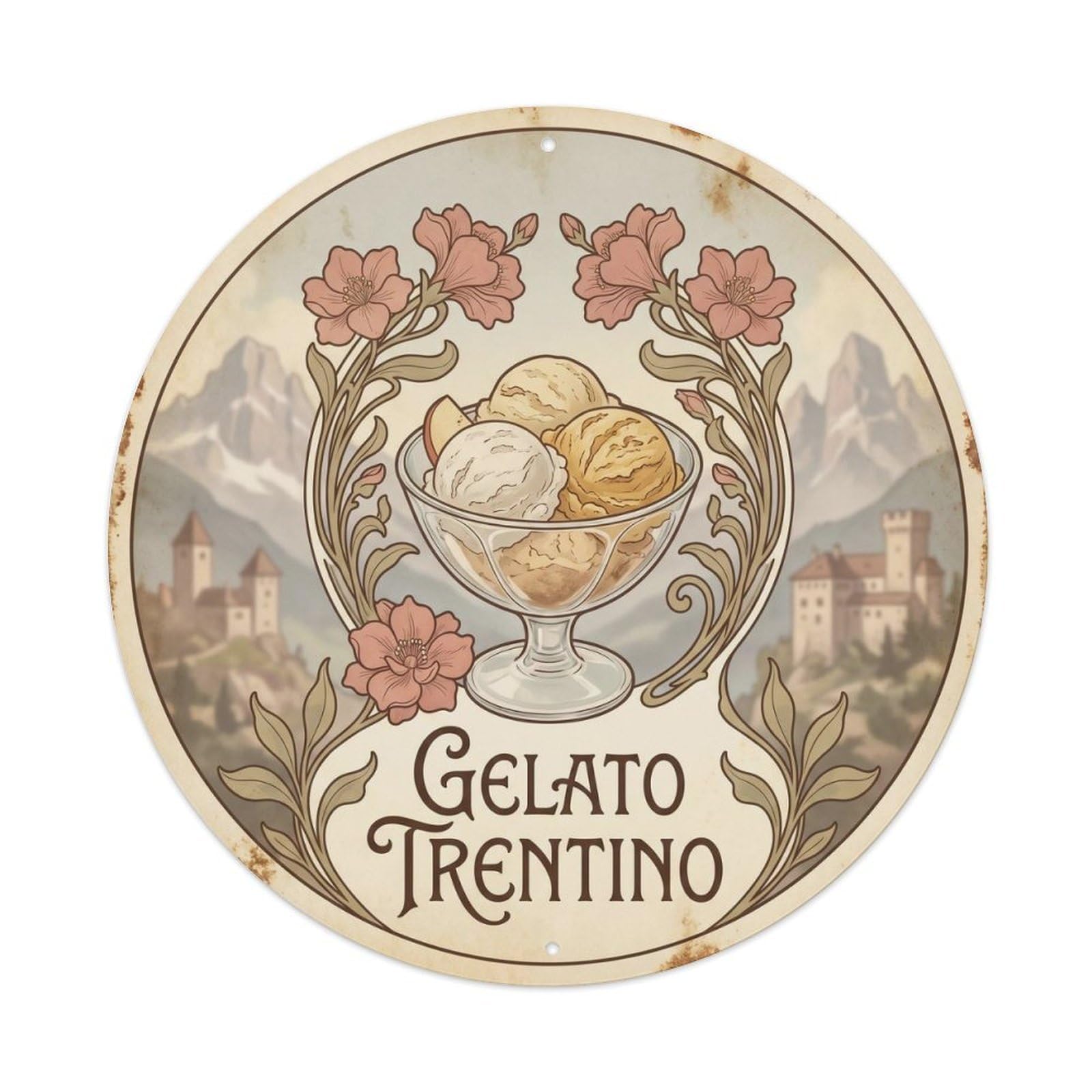 Gelato Creamery Nostalgic Dessert Culture Metal Tin Sign