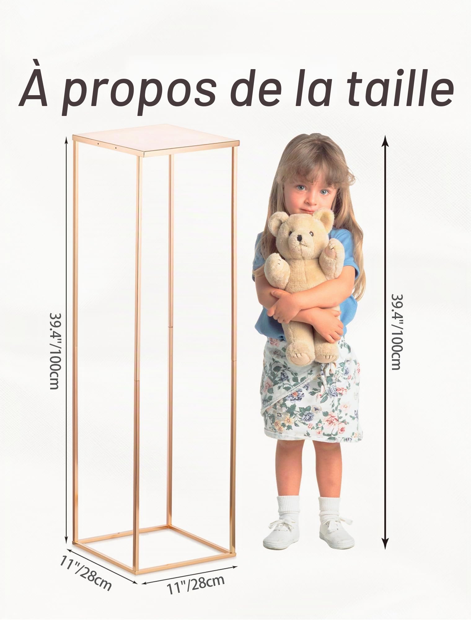 Support à Fleurs Or en Métal, 100cm, avec Panneau Métallique, 2 Pcs