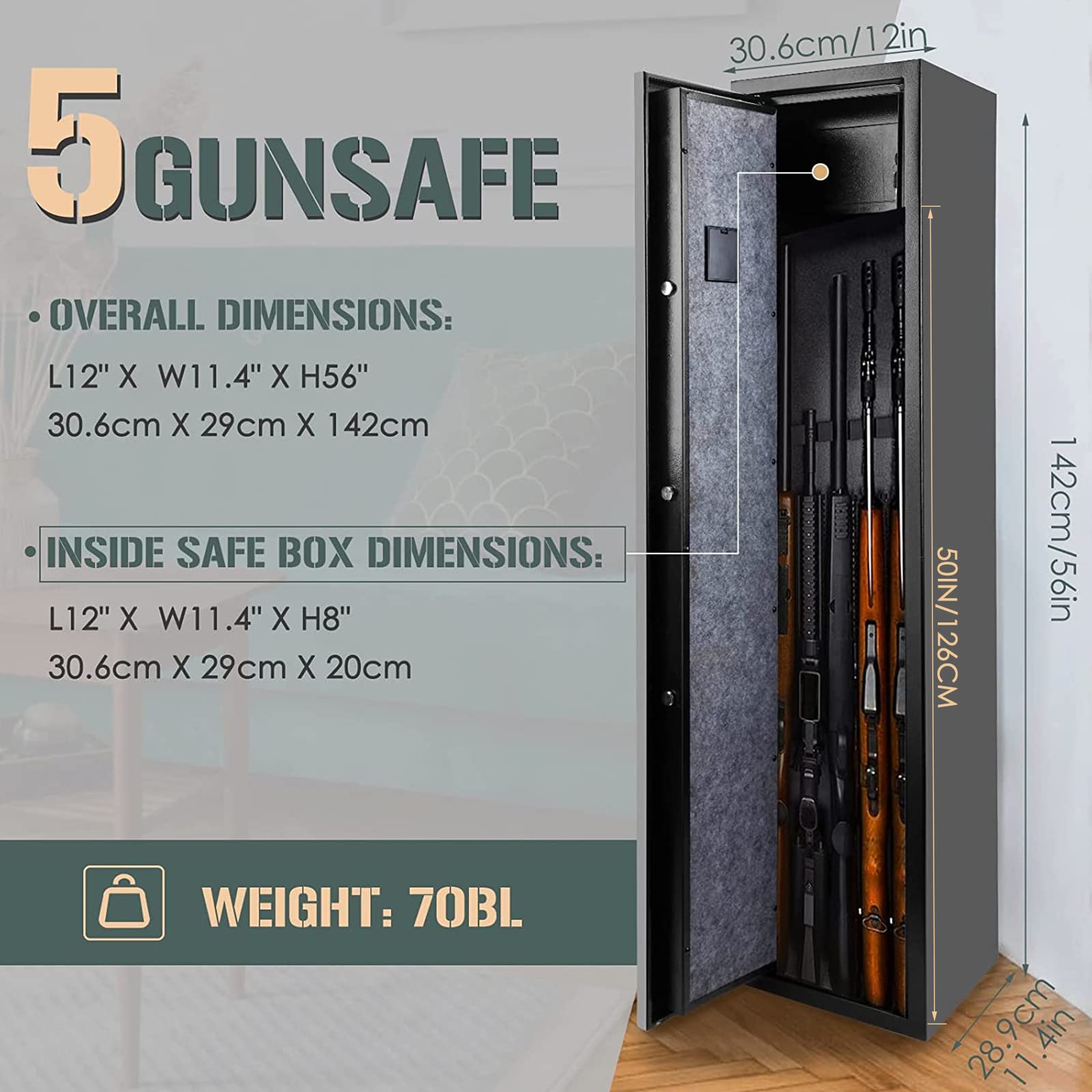 Buy Bienday 6 Rifle Gun Safe Quick Access Gun Safes for Home Rifle and