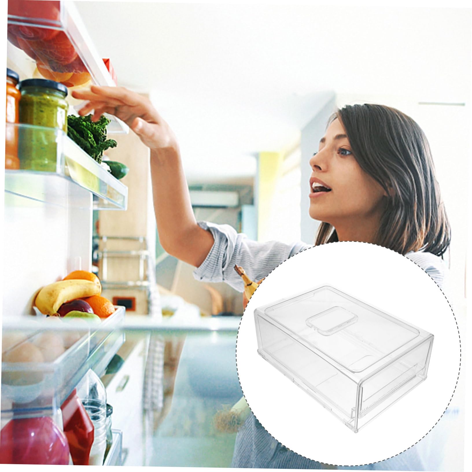 Contenitore Organizer Frigorifero a Cassetto Impilabile Bianco