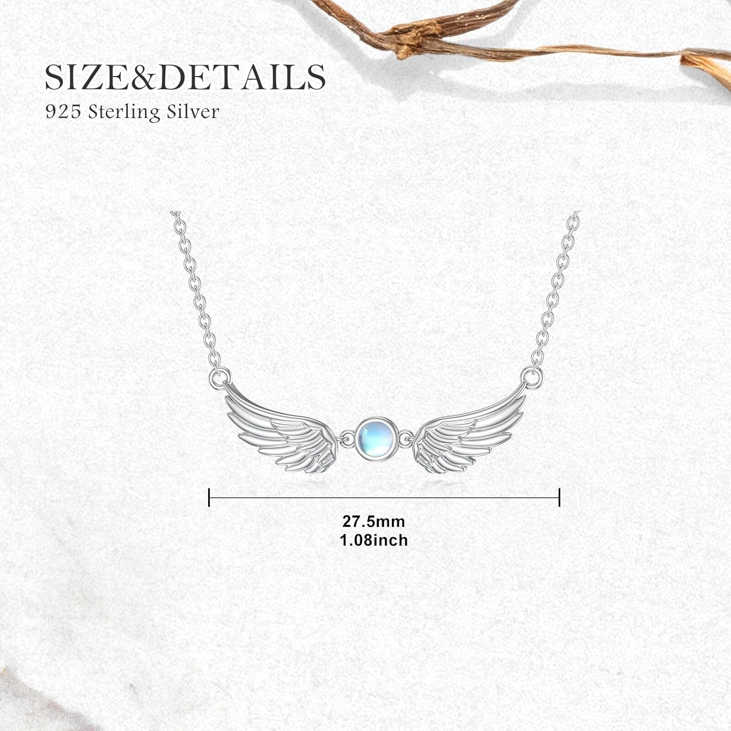 Angel Wing Necklace for Women 925 Sterling Silver Moonstone Angel Wings Pendant Ladies Jewelry Gifts - Image 5