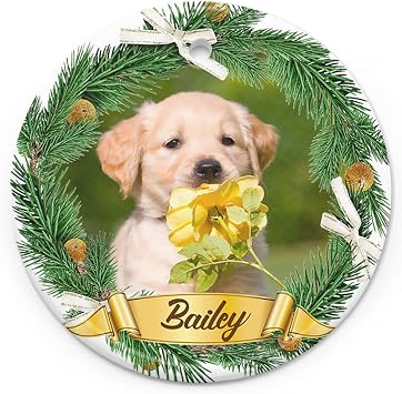 Personalized Dog Ornaments for Christmas Ceramic - Your Dogs Name,Photo on a Custom Dog Christmas Ornament, for a Dog Lover, Dog Memorial Christmas Ornament - Fur Mom Dad Gifts for Dog Lover