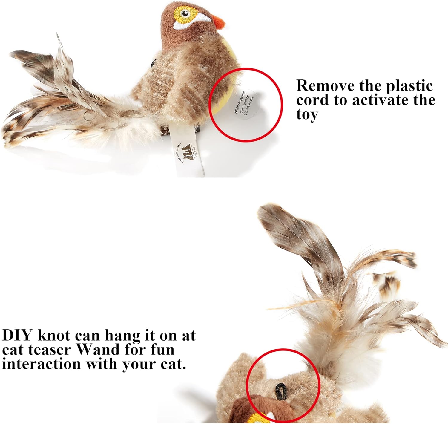 Cat Toys, Interactive Squeaking Mouse & Bird for Indoor Cats, Three Dogs & A Cat Lifelike Plush Bird Mouse Toy Animal Sound Chaser Set(2PCS) : Pet Supplies