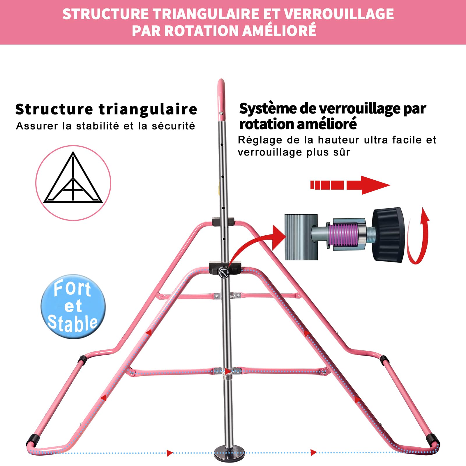 Barre de gymnastique télescopique pliable pour enfants Hauteur réglable Barre horizontale Fitness Escalade Tour de gym à domicile pour enfants/enfants