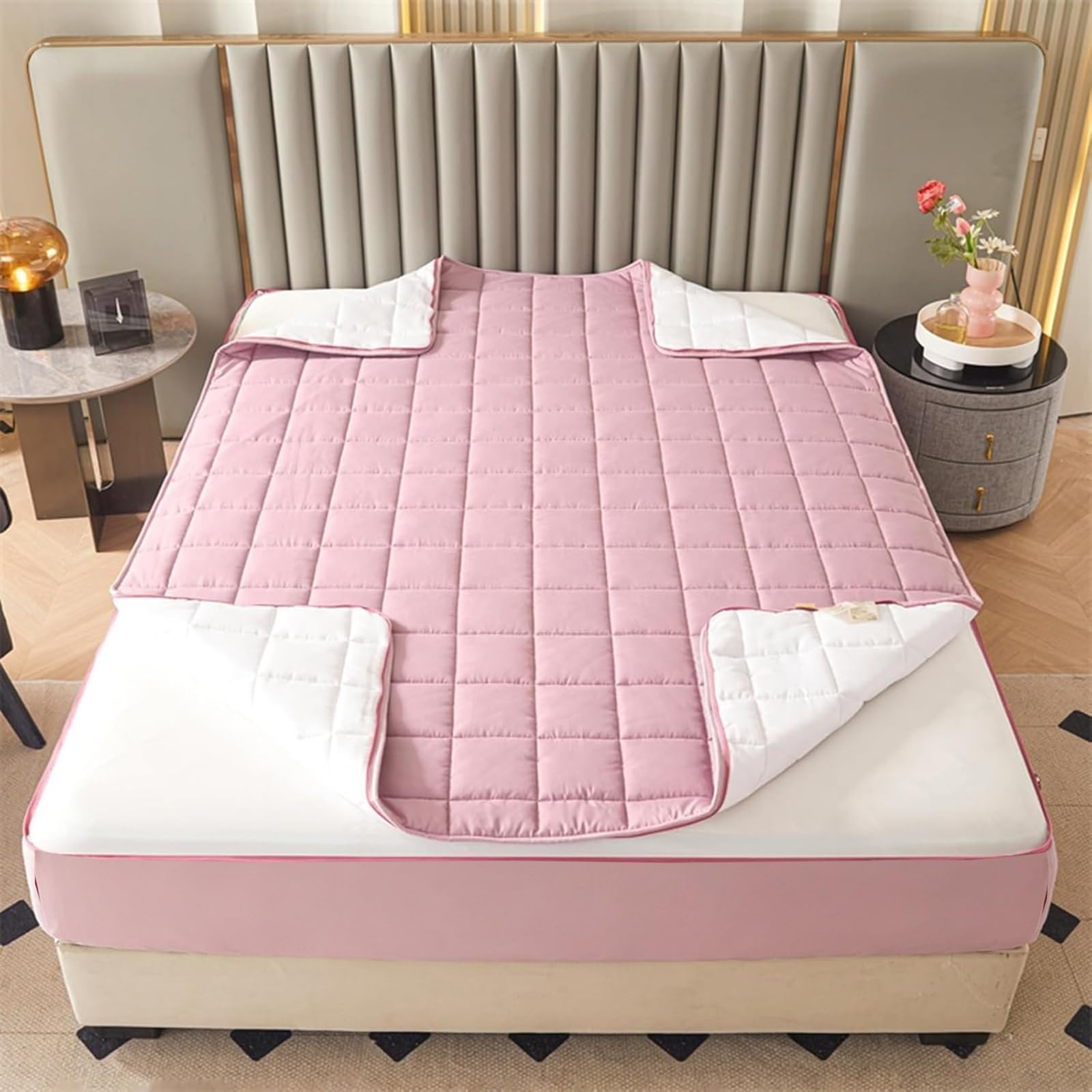 Coprimaterasso 6 Lati con Cerniera, Lavabile Traspirante, Fodera Morbida | Rimovibile in Lavatrice, Traspirante Ipoallergenico, Tasche Profonde 8-30cm, per Casa o Hotel(Rosa,140x200+10cm)