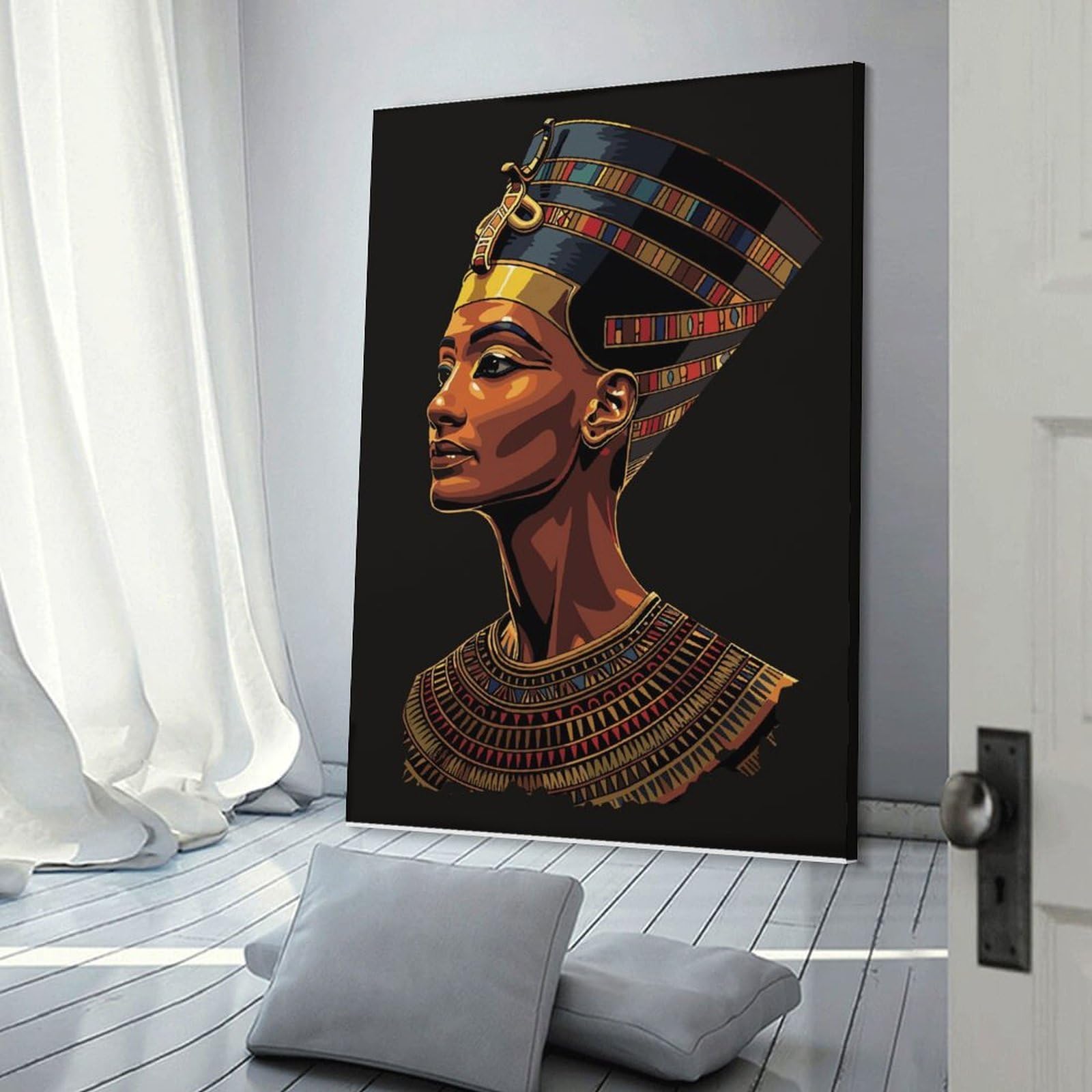 Junmoney Frame-Style-22 Egyptian Queen Nefertiti Decorative Wall Artwork 16X24inch(40X60cm), For Corridors, Hallways Or Apartment Entries, Home Artwork For First Impressions