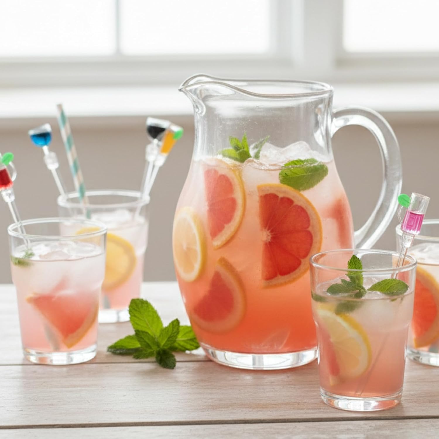 10 Pcs Colorful Swizzle Sticks Cocktail Clear Beverage Stirrers MultiColor