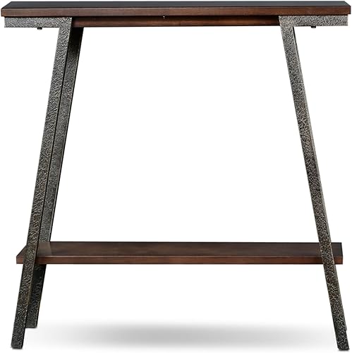 Miniatura 17 de Leick Home 214338 Empiria Mesa consola de madera con marco de metal para sala de estar, entrada, dormitorio, gris Negro lavado,Gris,Mission
