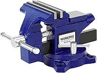 WORKPRO 4.5 Inch Bench Vise Swivel Base - Heavy Duty Pipe & Woodworking Clamp for Workbench, Multi-Jaw Utility Vice