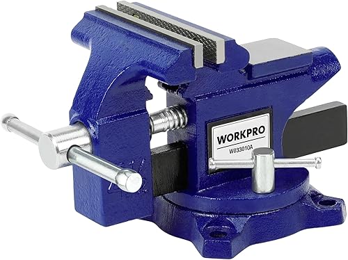 WORKPRO Tornillo de banco, tornillo de banco de 4-1/2" para banco de trabajo, conjunto de tubería de utilidad para el hogar, banco base giratoria