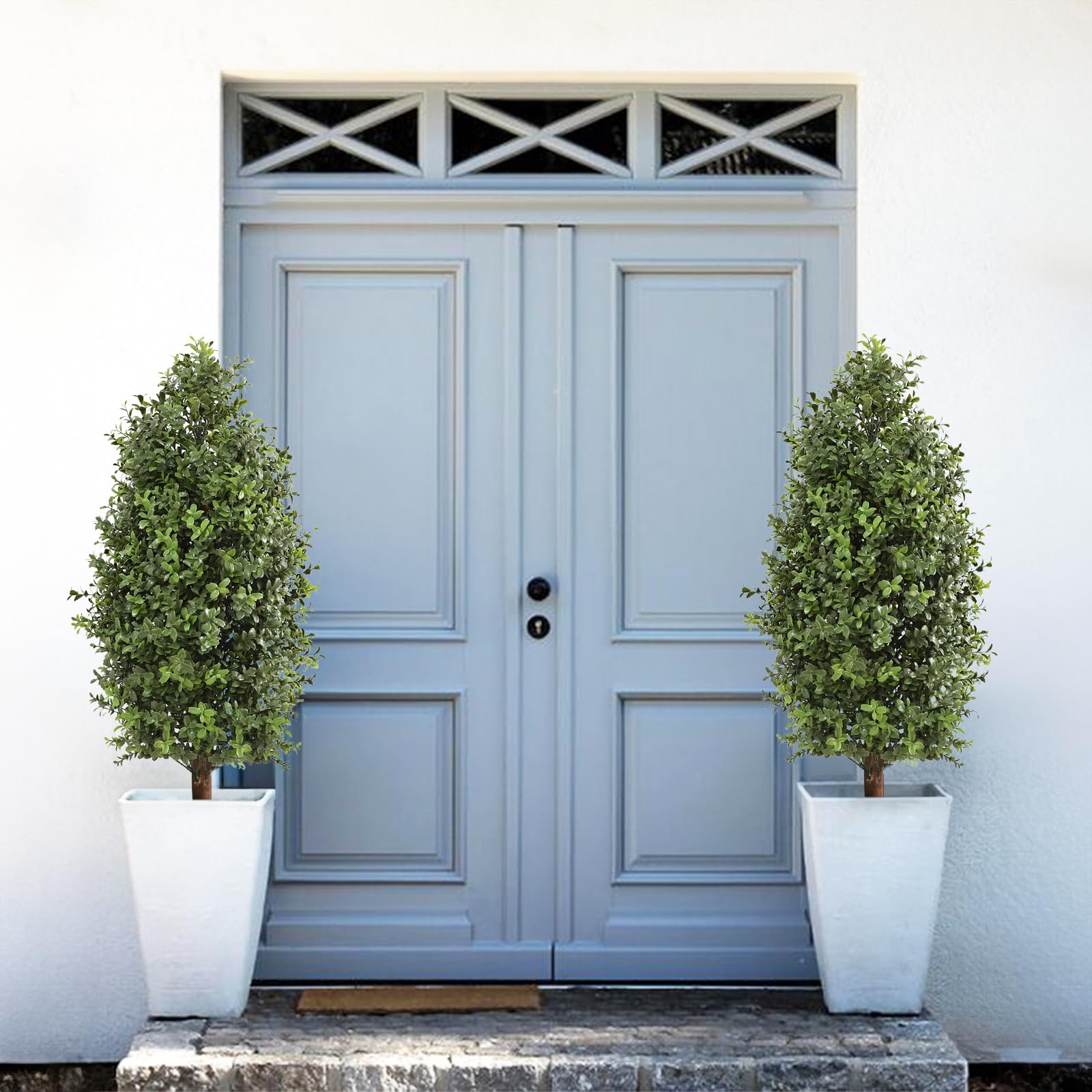 Momoplant Set Di 2 Alberi Artificiali Bosso A Spirale 90cm: Piante Finto Per Interni/Esterni, Decorazione Ingresso - 6