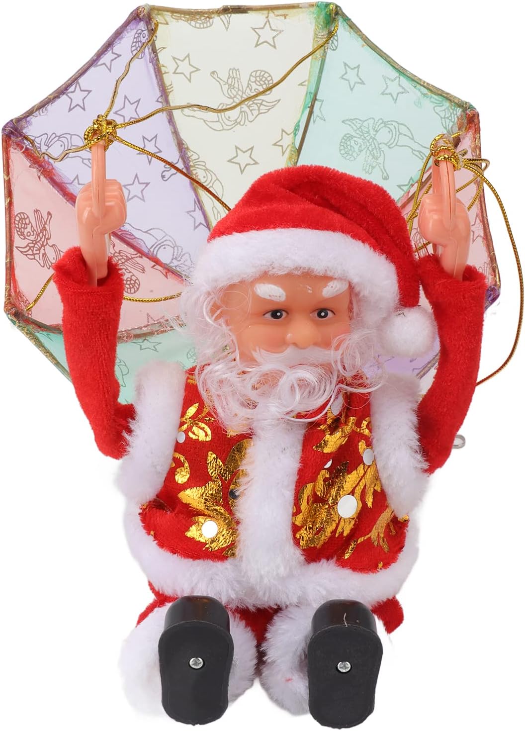 Parachute Toys, Cute Shape Hanging Outdoor Christmas Decorations Electric Singing and Dancing Battery Powered Christmas Ornaments for Window Doors Trees (Somersault)