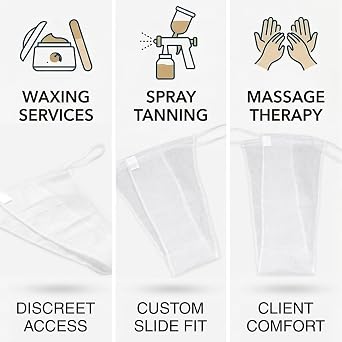 APPEARUS Disposable Spa Thongs with Adjustable Sliding Drawstring for Professional Tanning Waxing Massage 100 Count White Non-Woven Single Use Panties Bulk Pack