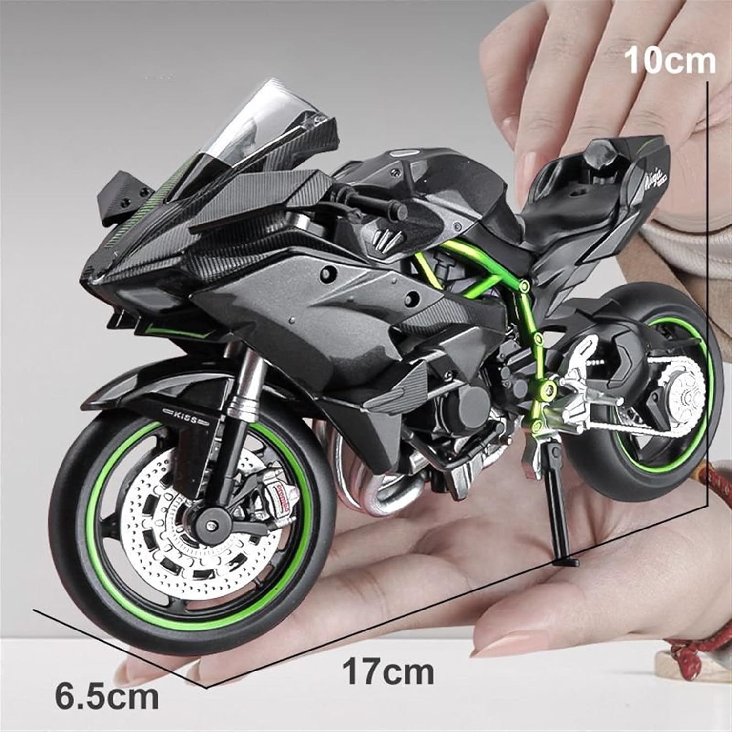 HTASFCI Motorcycle Model for Kawasaki H2R 1:12 Simulation Motorcycle Model Fuel Tank Alloy Vehicle Simulation Racing Car Gift Boyfriend Die-Casting Mold Type