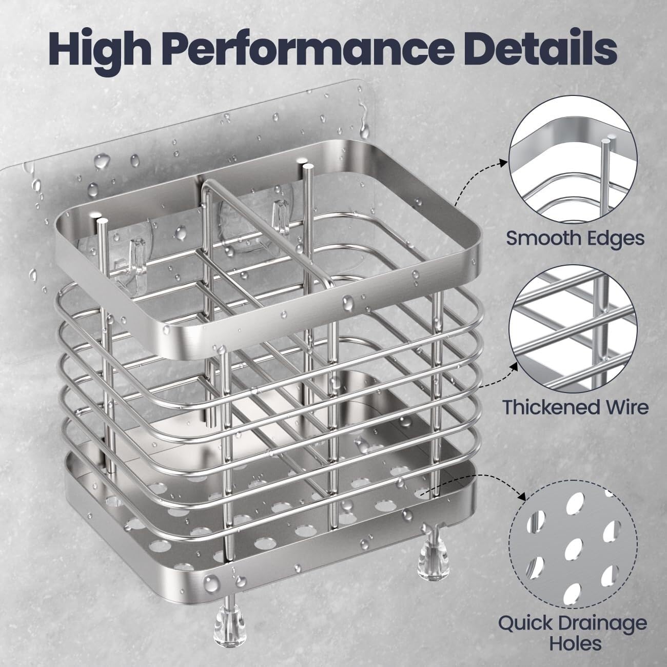 Organizer per Spazzolino da Denti Porta Spazzolino da Doccia in Acciaio Inox, Supporto Parete for Denti, 2 Slot Accessori da Bagno