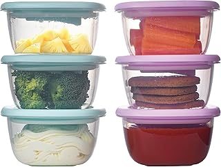 Liname Silicone Baby Food Containers (6 Pack) - Baby Food Storage Containers with Ventilation Valve for Reheating & Rubber Bottom for Easy Frozen Food Release - Baby Led Weaning & Feeding Essentials