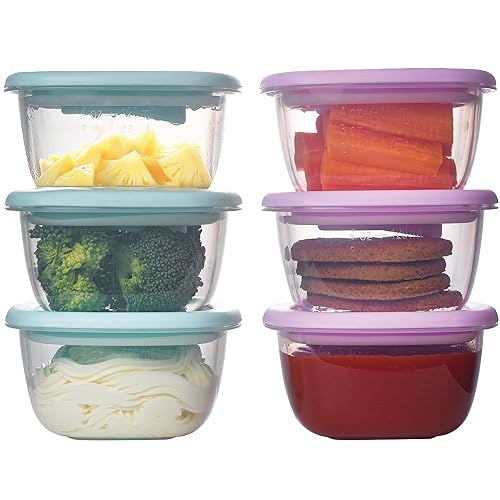 Liname Recipientes de silicona para alimentos para bebés (paquete de 6) Contenedores de almacenamiento de alimentos para bebés con válvula de