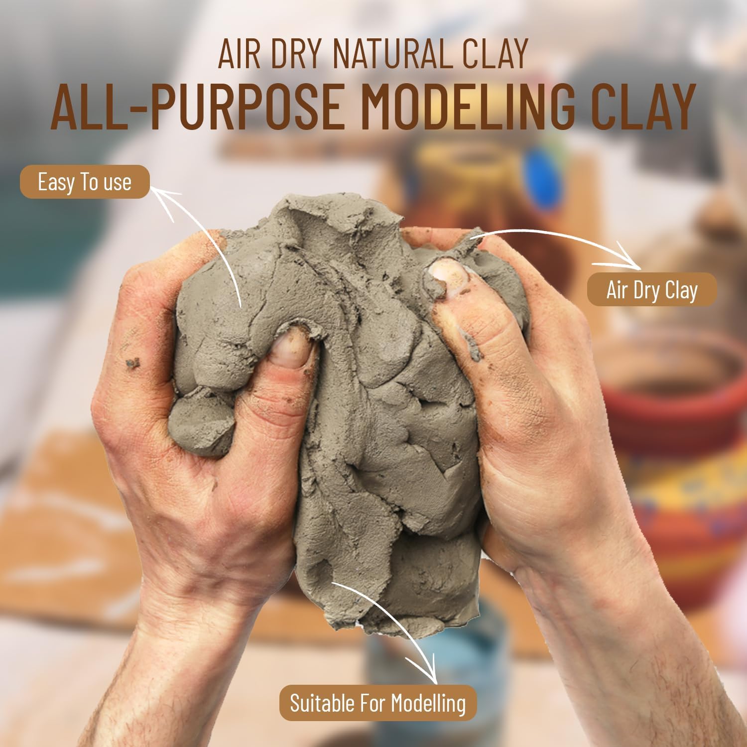10 Pound Air Dry Natural Clay - Great for Molding & Sculpting - Great for Adults of All Skill Levels - Perfect for Arts & Crafts (White, 10 Pounds)