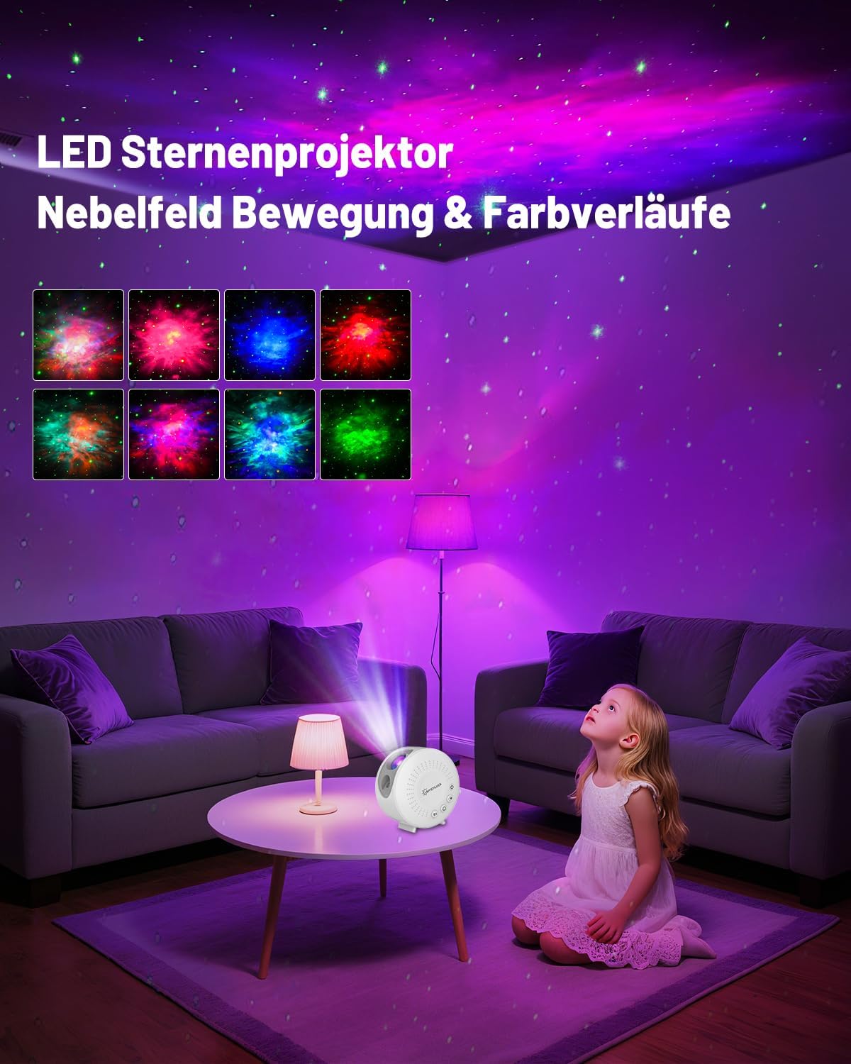 Stjärnhimmelprojektor LED Galaxy nattlampa, med timer och fjärrkontroll, flera ljuslägen o - Analyse des détails et conception