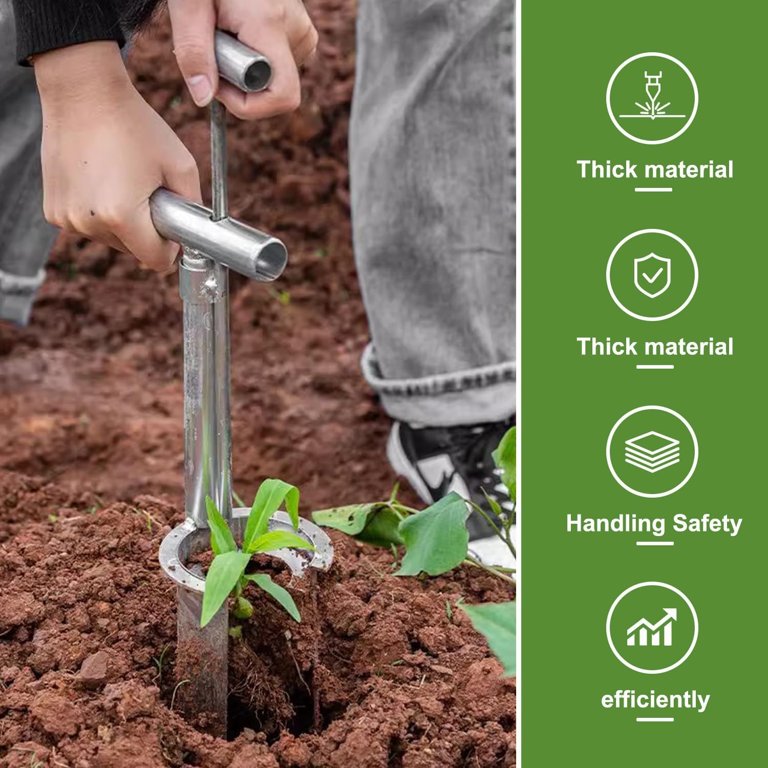Plant and Fruit Tree Seedling Transplanter, Bulb Planter Tool Thickened Metal Plant Transporter, Long Handle Bulb Transplanter Garden Seedling Planter Tool Digging Planting Tools 2025 upgrade (1 pack)
