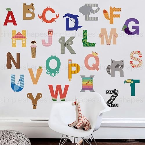 Adhesivo de pared de vinilo con letras del alfabeto (tamaño grande), despegar y pegar, por Simple Shapes
