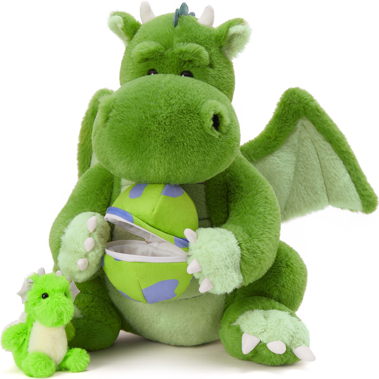 KERTA 3-in-1 Large Dragon Stuffed Animal, 20 Inch Big Stuffed Dragon Plush with Baby and Egg Toy for Girls Boys, Cuddle Hugging Dino Plush Gift for Birthday Christmas