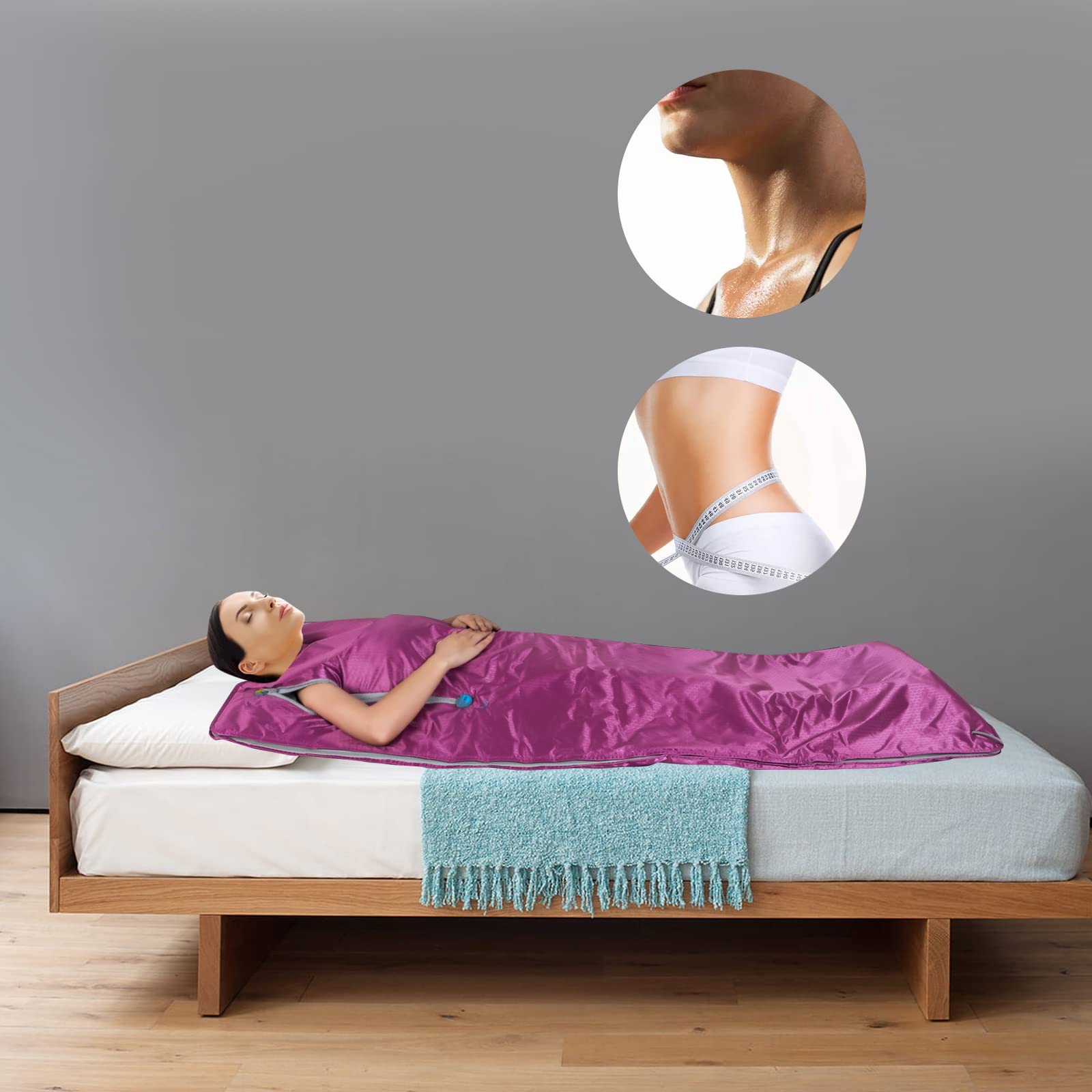 Couverture de sauna infrarouge 650 W 180 x 80 cm contrôleur 2 zones violet