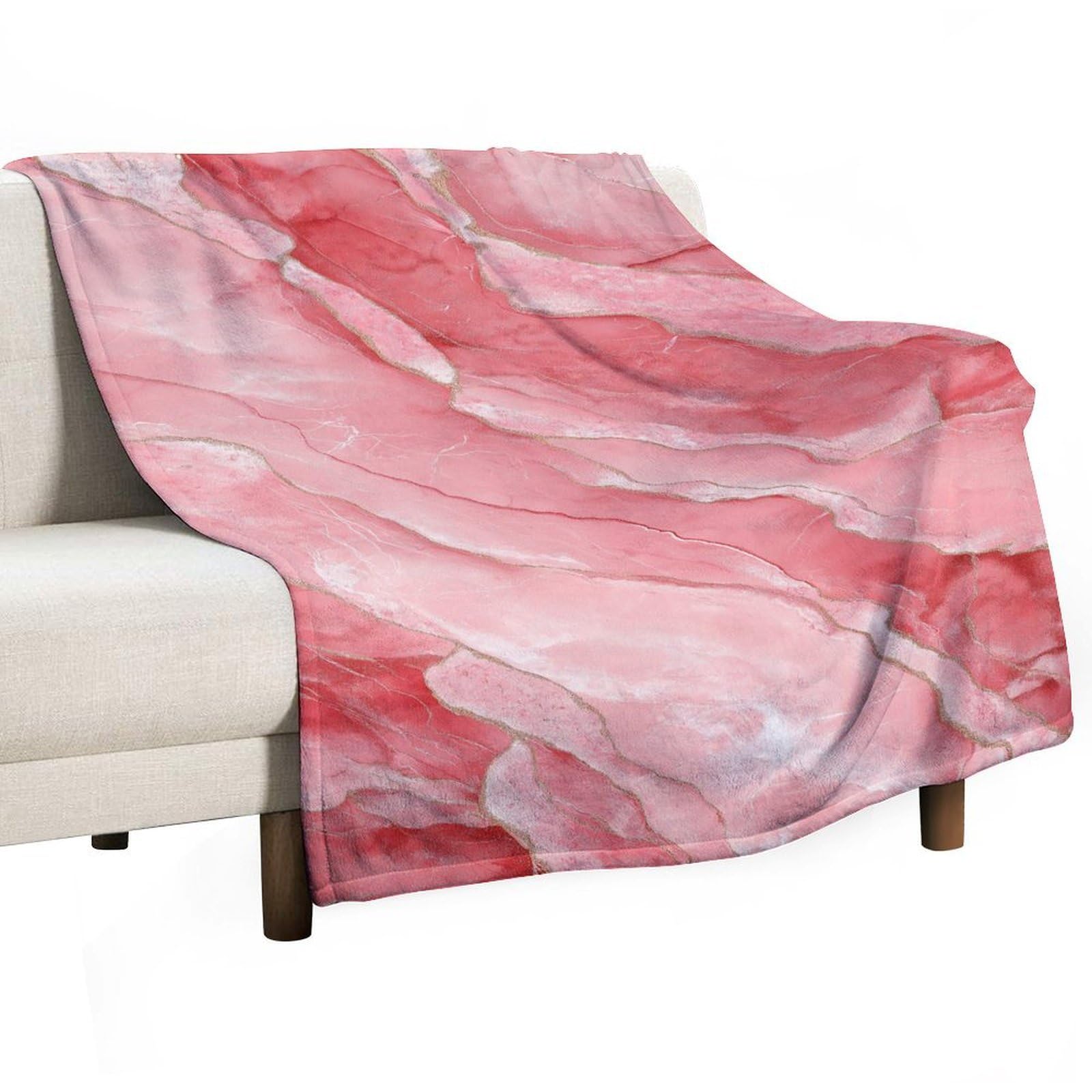 Couverture marbre rose anti-boulochage jeté de lit résistant 127x152 cm