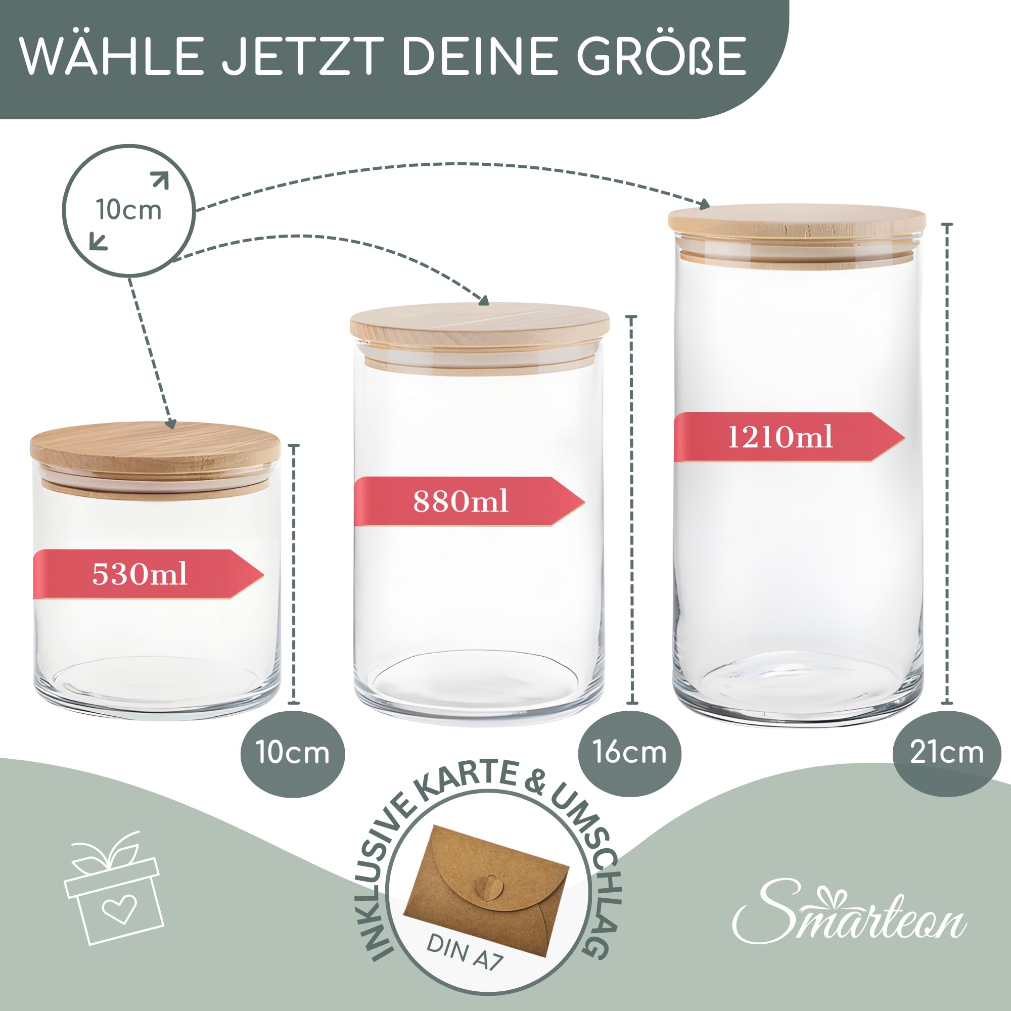 Vorratsgläser mit Deckel personalisiert mit Gravur, kleine Geschenke, Keksdose personalisiert, Dankeschön Geschenke, Holzdeckel mit Gravur, Personalisierte Geschenke, Danke Geschenk (Design 6, 530ml)