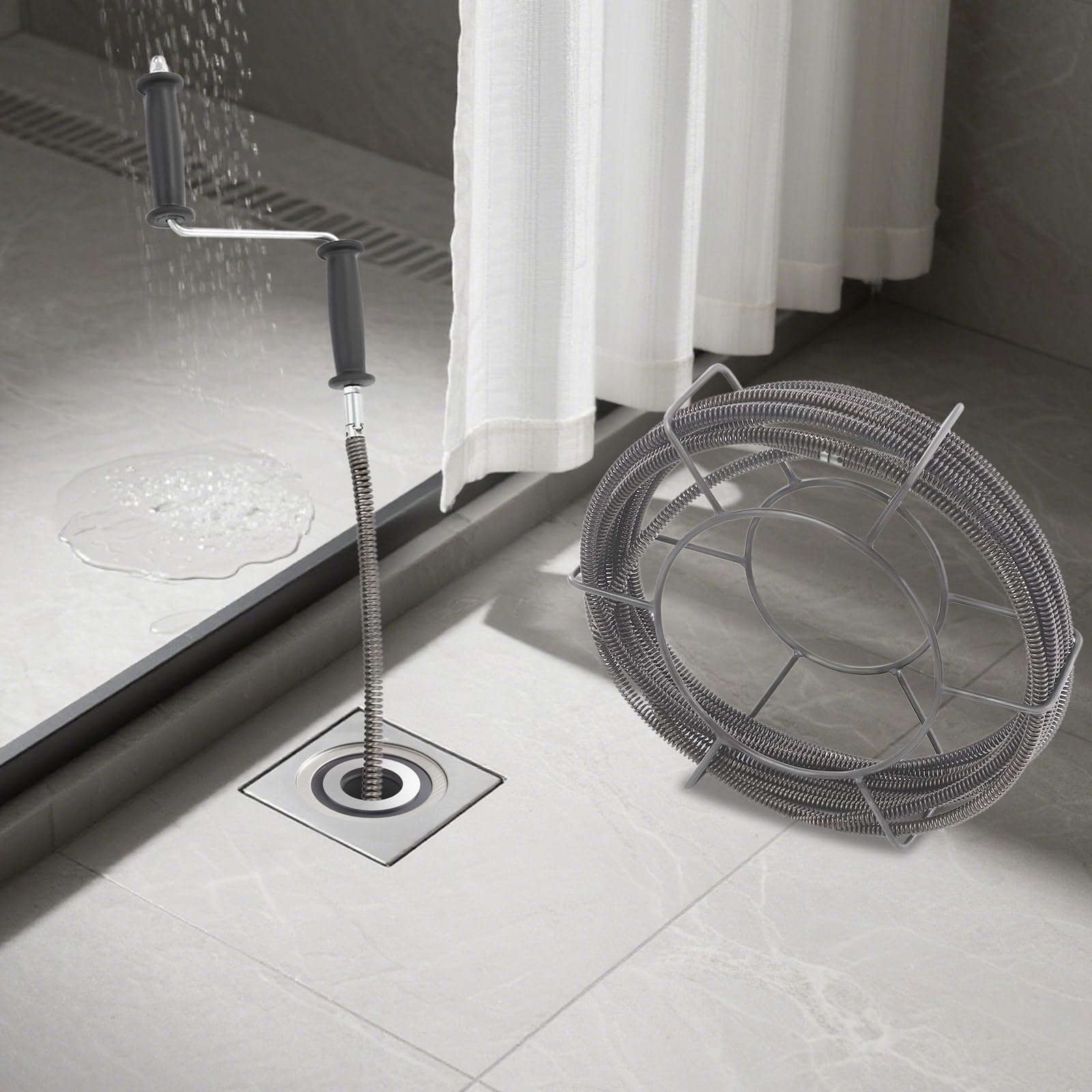 Rohrreinigungsspirale 10m, 12mm Abflussreiniger Spirale Rohrspirale Federspirale Rohrreinigungsspiralen Rohrreiniger für Spüle, Bodenablauf, Toilette