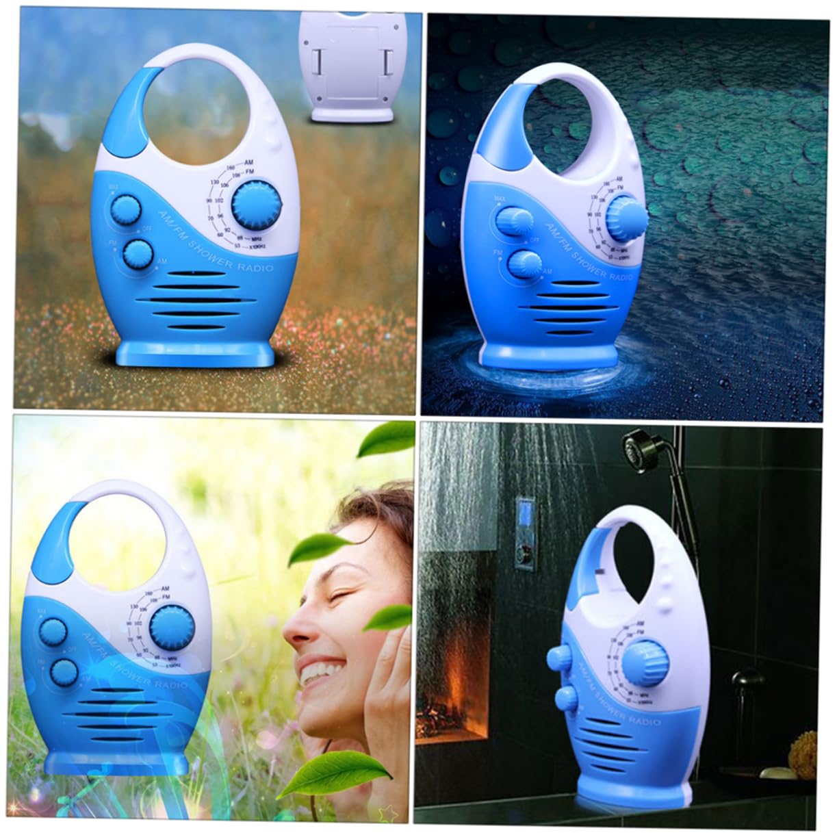 Veemoon Radio Portátil Am/FM para Ducha y Baño Altavoz Abs Resistente y Señal Clara, Adecuado para Uso Hogar y Automóvil