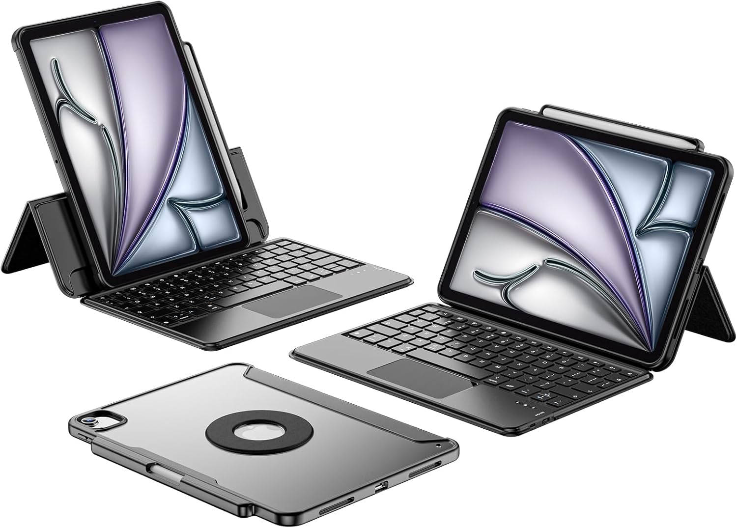 ProCase Keyboard Case for iPad Air 11-inch (M3 2025 / M2 2024) & iPad Air 5/4th Gen 10.9" & iPad Pro 11 inch(4th/3rd/2nd/1st Gen); Magnetic Detachable Protective Cover with Touchpad Pencil Holder