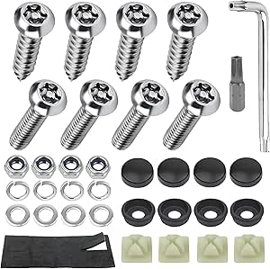 XINLIYA Anti Theft License Plate Screws Kits- Rustproof Stainless Steel Car Tag Plate Mounting Hardware, M6 (1/4") Tamper Proof Screws, Fastener Nut - View #3