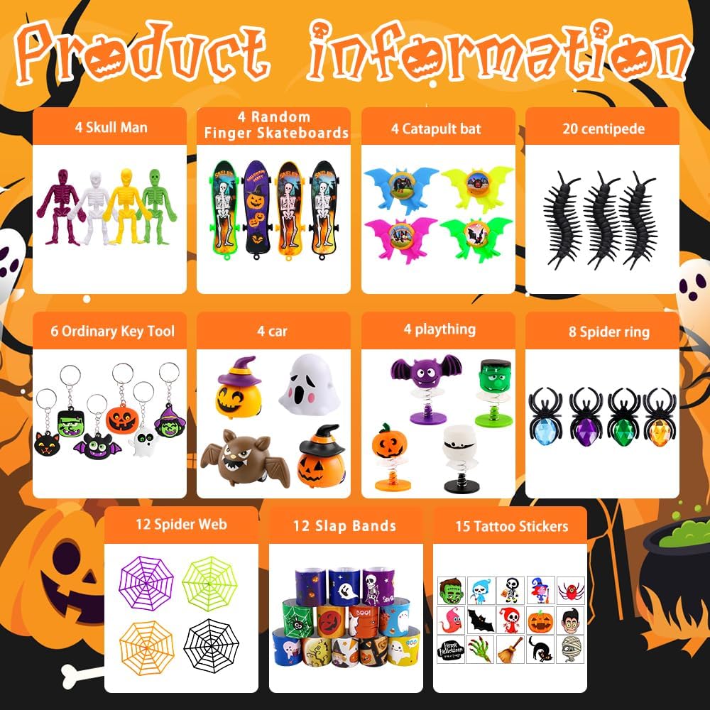 XIMISHOP 210PCS Halloween Party Favors Assortment Bulk, Halloween Toys for Kid Girls Boys Halloween Goodies Party Bags fillers Prizes for Trick or Treat Classroom Rewards Halloween Party Games Toys