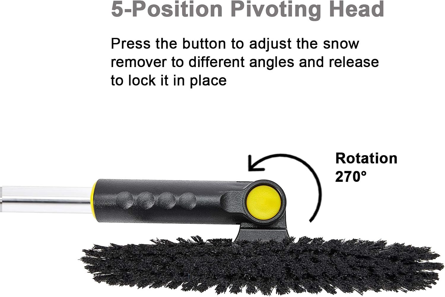 SUPERJARE 39" Telescoping Snow Brush with Integrated Ice Scraper & Squeegee Head, Extendable Snow Broom with Foam Grip Suitable for Small Car, Yellow & Black