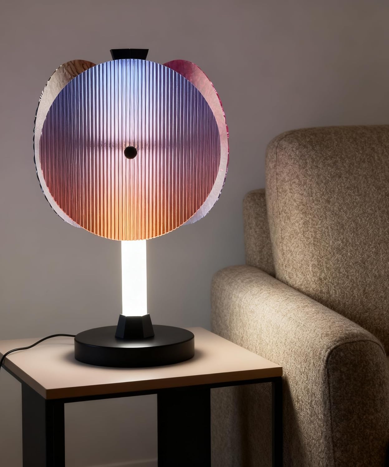 Artistic Gradient Colored Textures Table Lamp, Modern Decorative LED Desk Light with Three Textured Shades for Living Room, Bedroom, Home Office, Unique Statement Lighting Fixture