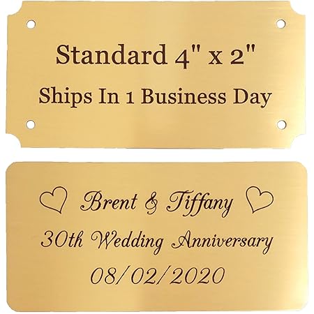 2.5" H X 6" W, Custom Elegant Engraved Plate, Personalized Memorial Plaque, Brushed Stainless Steel Or Brass Laser Engraved Name Plates With Adhesive Backing Or Screws, Square Corner (Silver, Gold - View #3