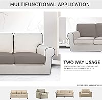 Vista 534 de Easy-Going Fundas Elásticas de 3 Piezas para Cojines de Sofá para Sofá Seccional Izquierdo/Derecho en Forma de L Chaise Lounge Funda de Asiento