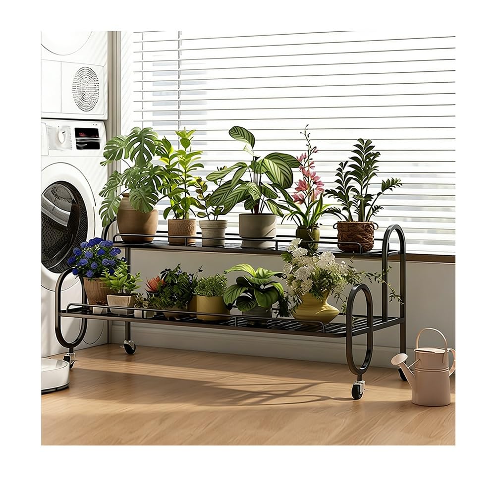 Étagère à fleurs pour balcon et salon, support 3 niveaux mobile