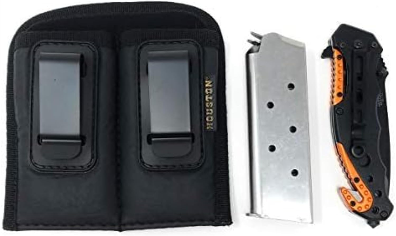 IWB Magazine and Multi Use Holster -Concealment Inside The Waist/W Metal Clip Fits Most Single Stack 45 Cal. Like 1911 (Double Large Single Stack 9mm / .40 / .45 Cal)