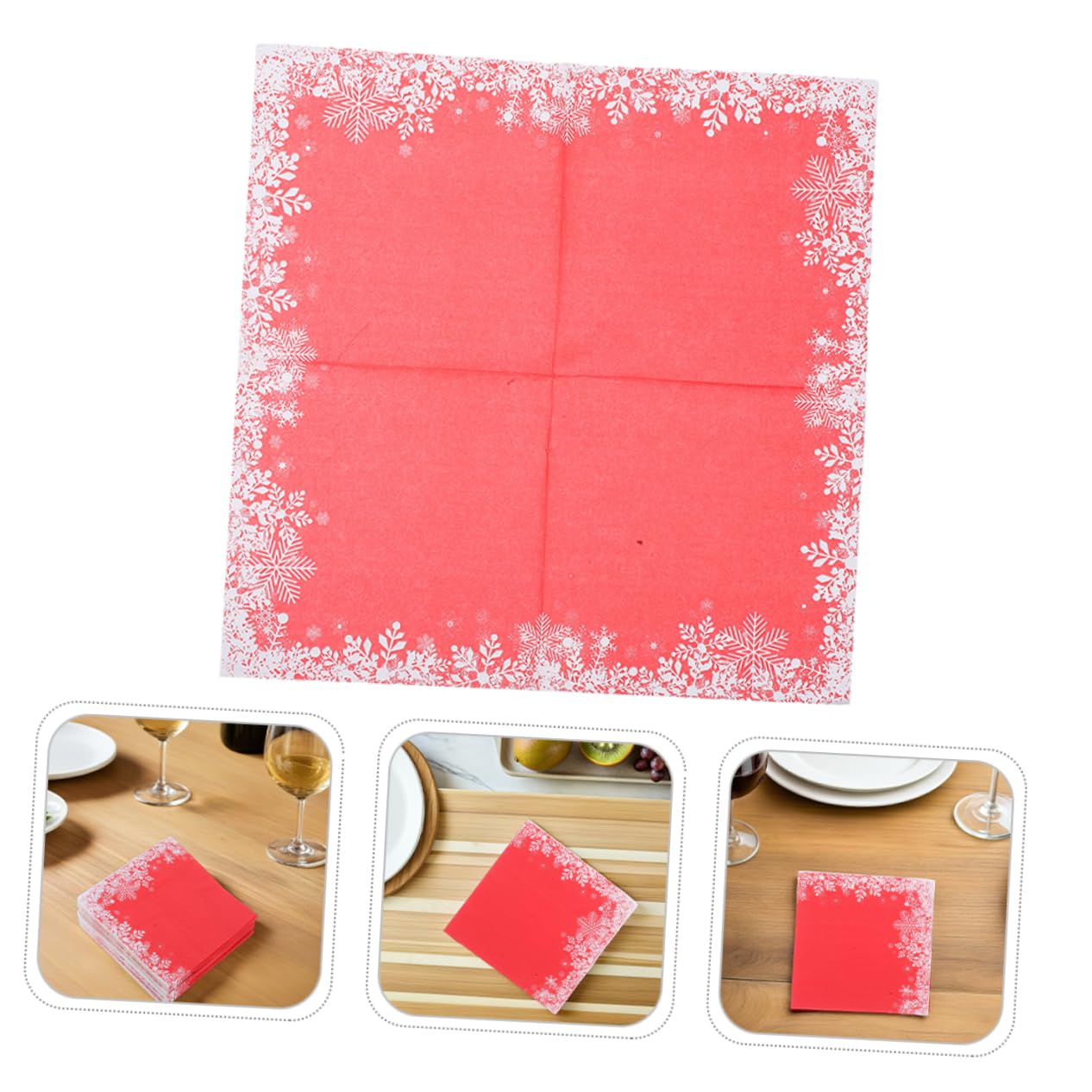 120piezas Servilletas Navideñas Rojas Copos de Papel Desechables para Fiesta de Invierno Decoración de Mesa Cena