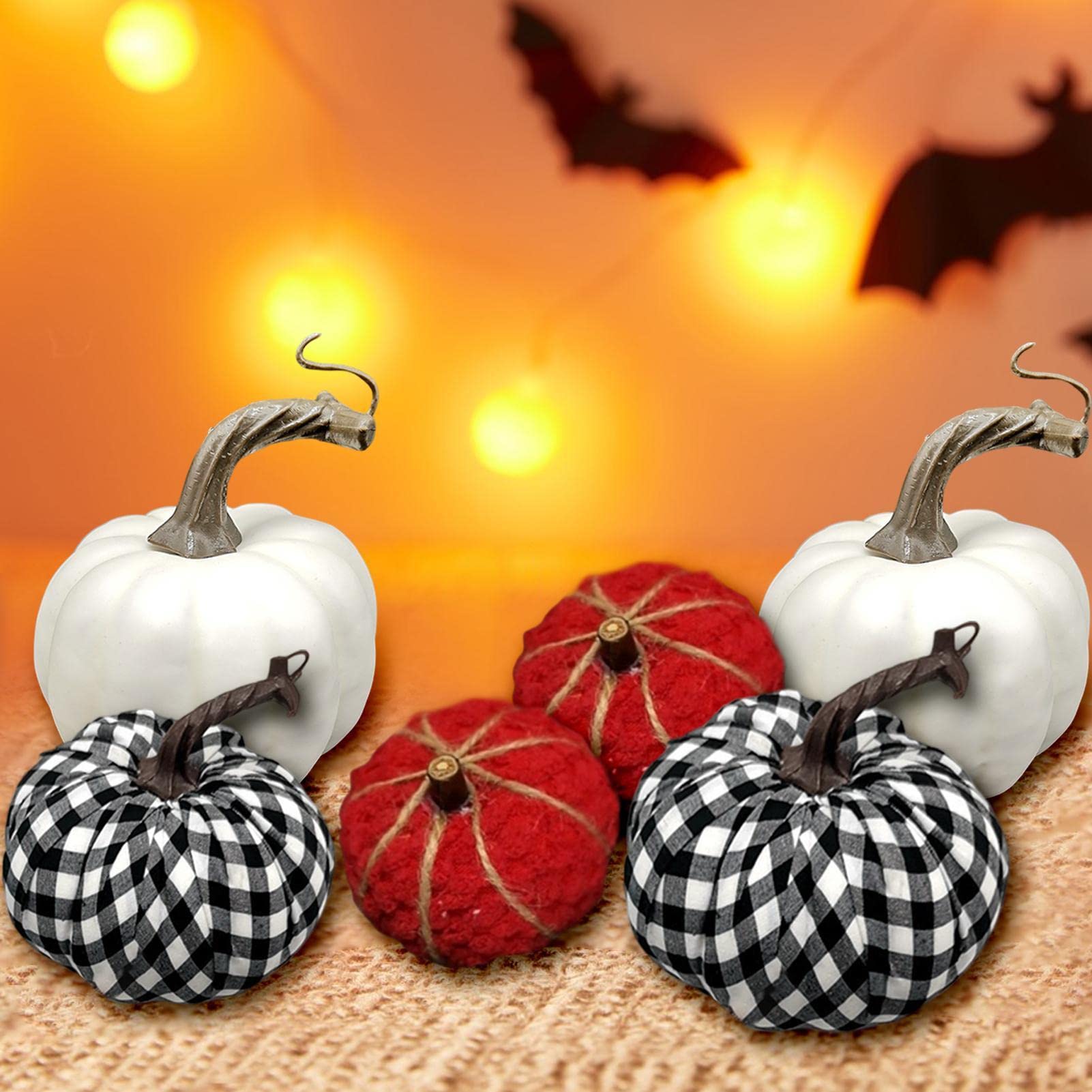 5 decorazioni per di Halloween, zucche decorative grandi | zucche finte grandi per esterni, gialla in schiuma realistica. Adatto per raccolto autunnale, festa del Ringraziamento