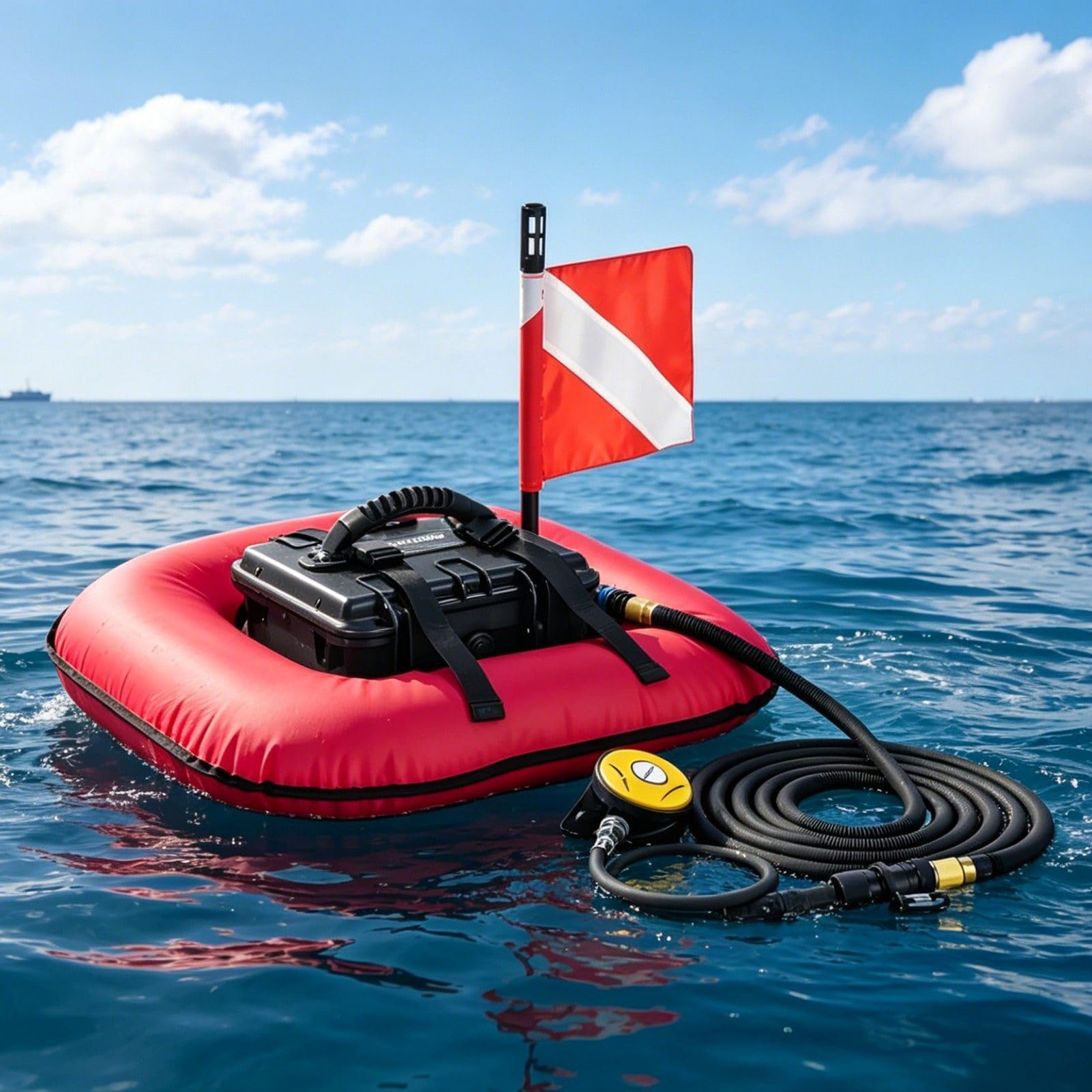 ROGHA Diving Ventilator Tankless, Underwater Breathing Device, Scuba Diving Equipment Respirator, 52L/Min, 60-70min Endurance, with 9m Hose & Breathing Regulator Red-1battery