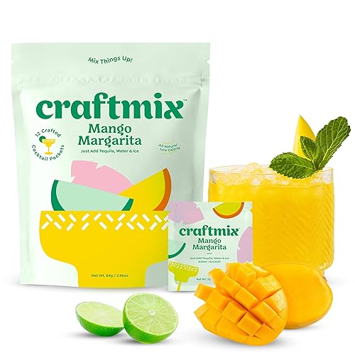 Miniatura 30 de Craftmix - Mezcla para preparar margarita baja en calorías, para 12 cócteles, cero azúcar, carbohidratos netos y calorías, con fruta real, vegana
