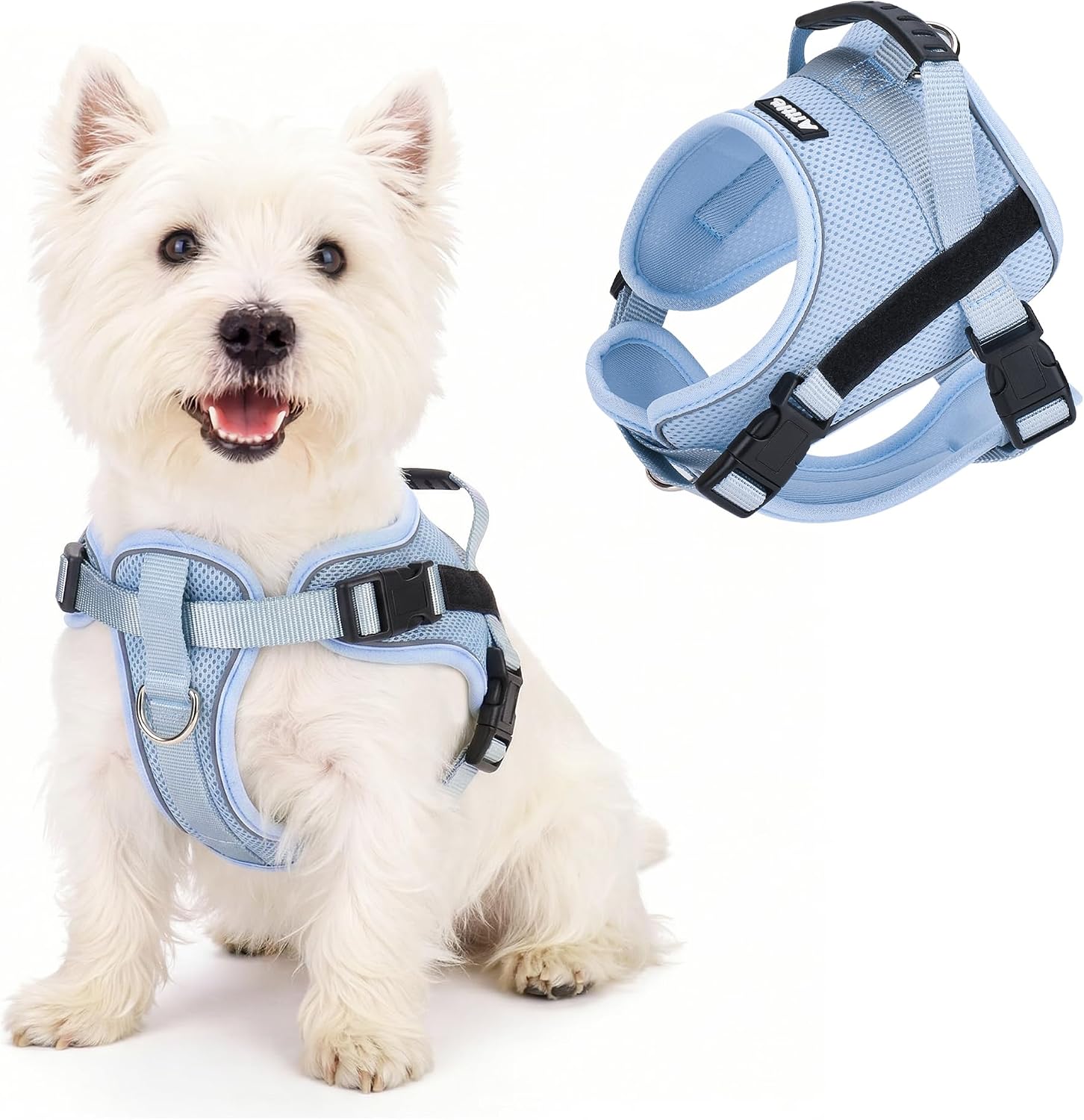 AIITLE No-Pull Dog Harness Reflective Mesh Vest Adjustable, Blue XS