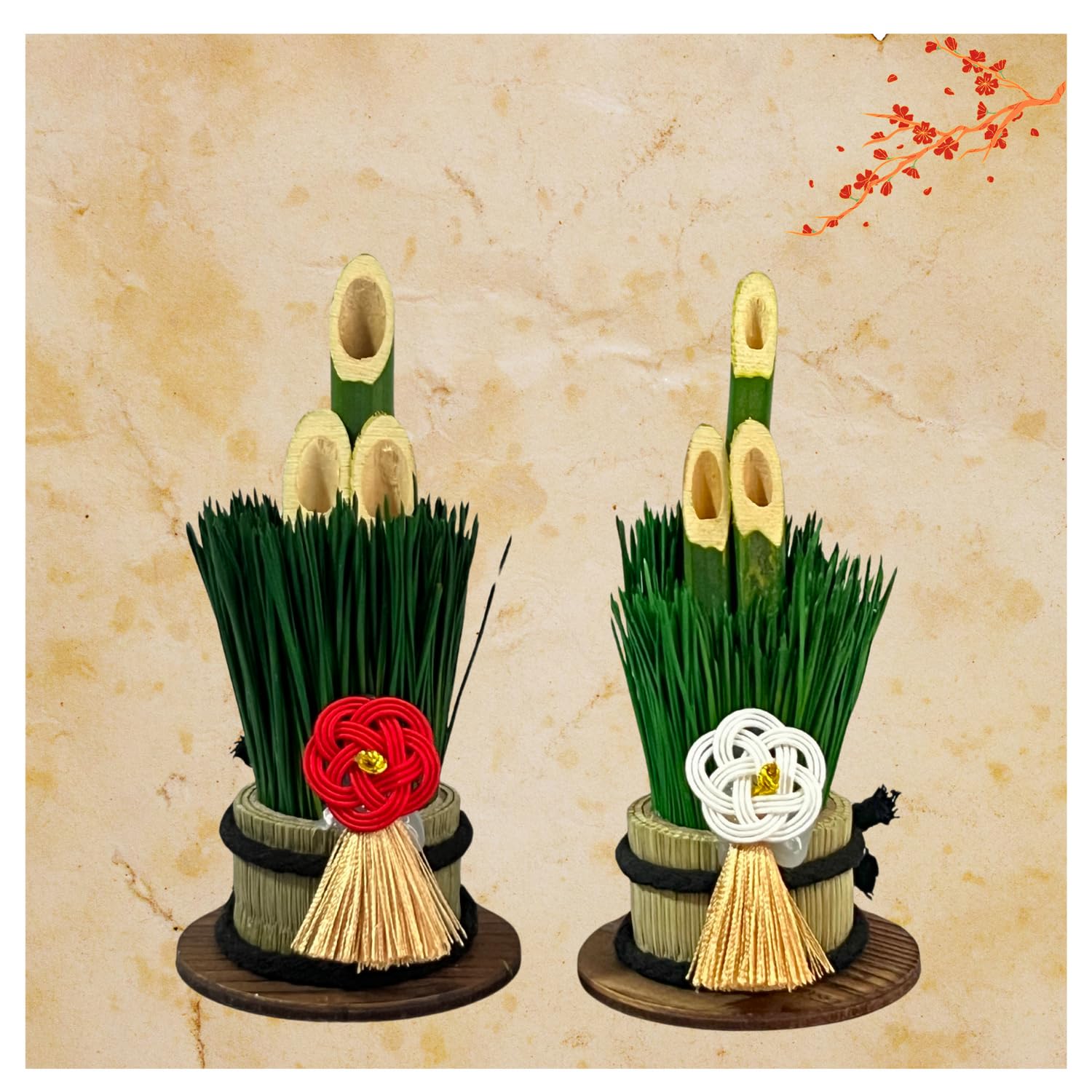 Amazon.co.jp: NEKOMI 1対2鉢 約12cm お正月飾り 玄関 和モダン