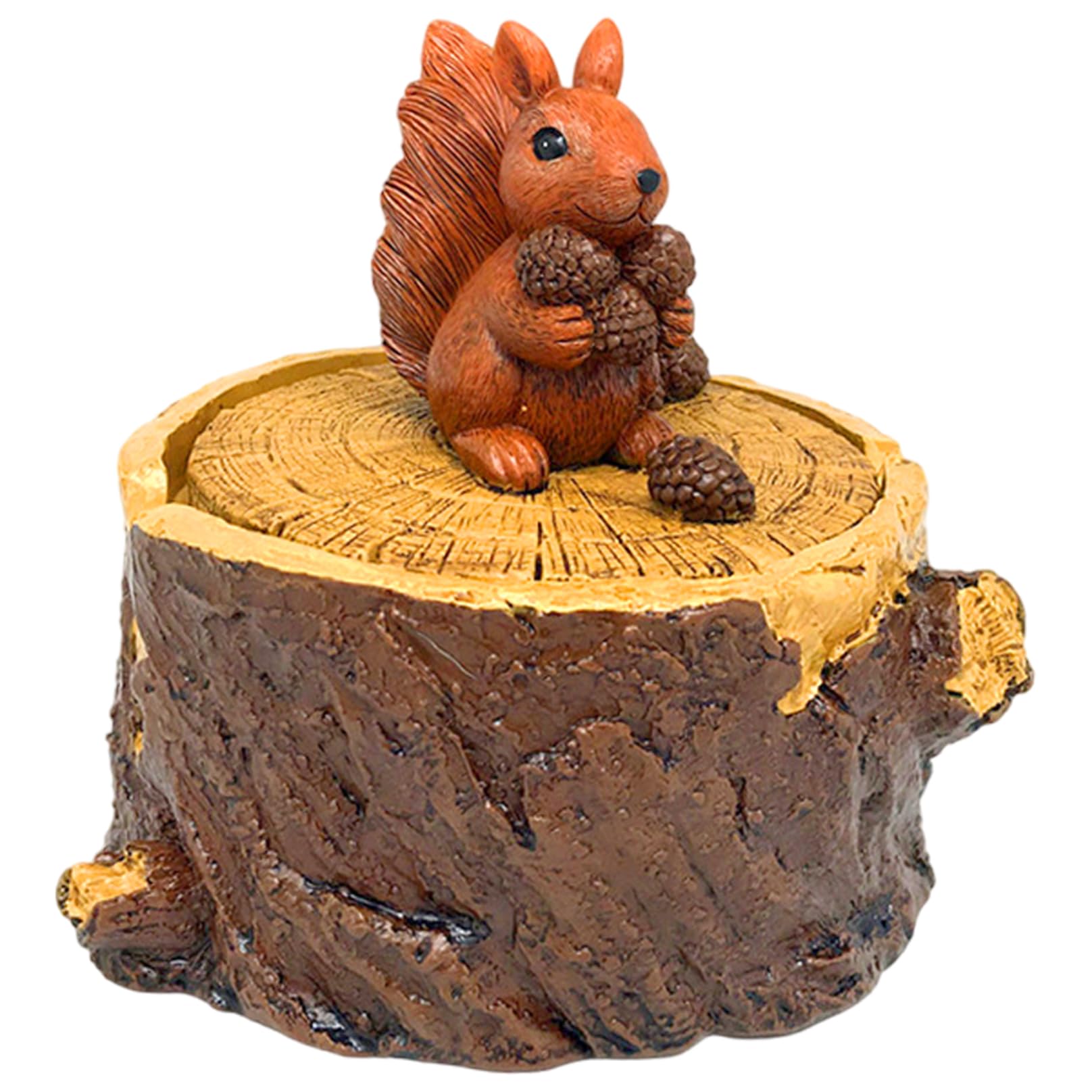 Outdoor Ashtray, Cute Vivid Animal Resin Ash Tray with Lid, Garden Ashtray for Cigarette for Home and Garden, Squirrels