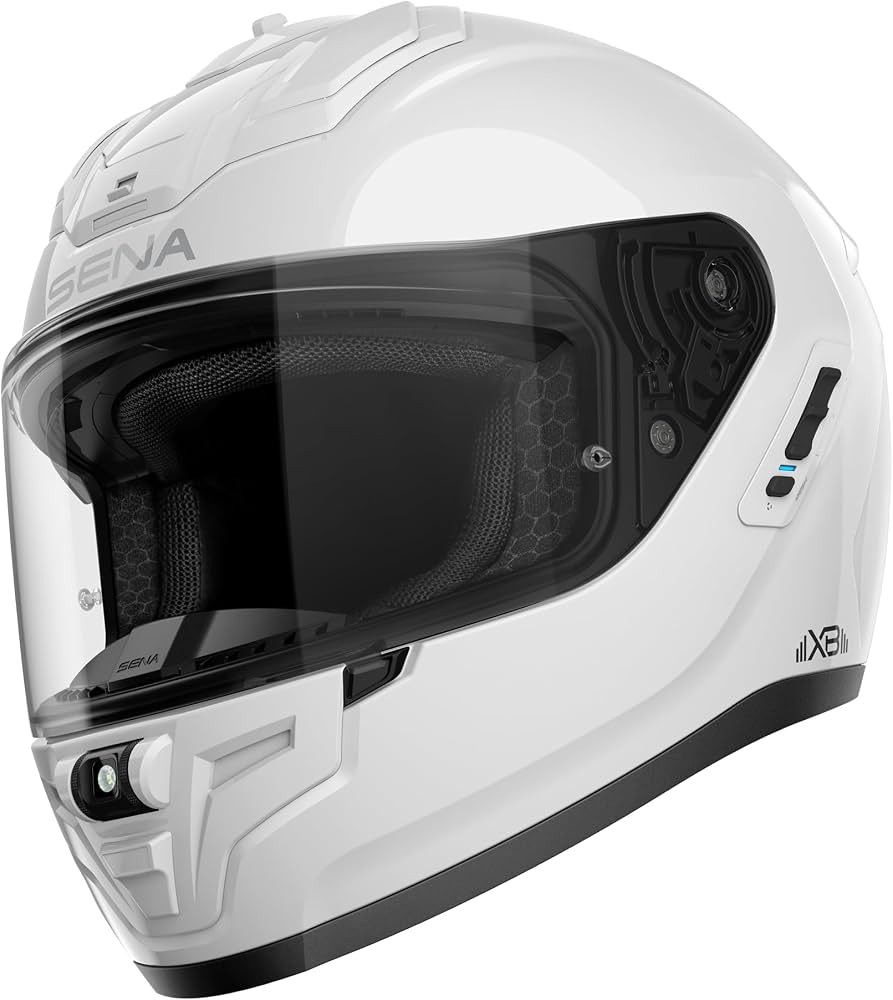 Sena Phantom XB Full Face Smart Motorcycle Helmet with Integrated Communication System Featuring Extreme Bass (Gloss White, M) : Automotive