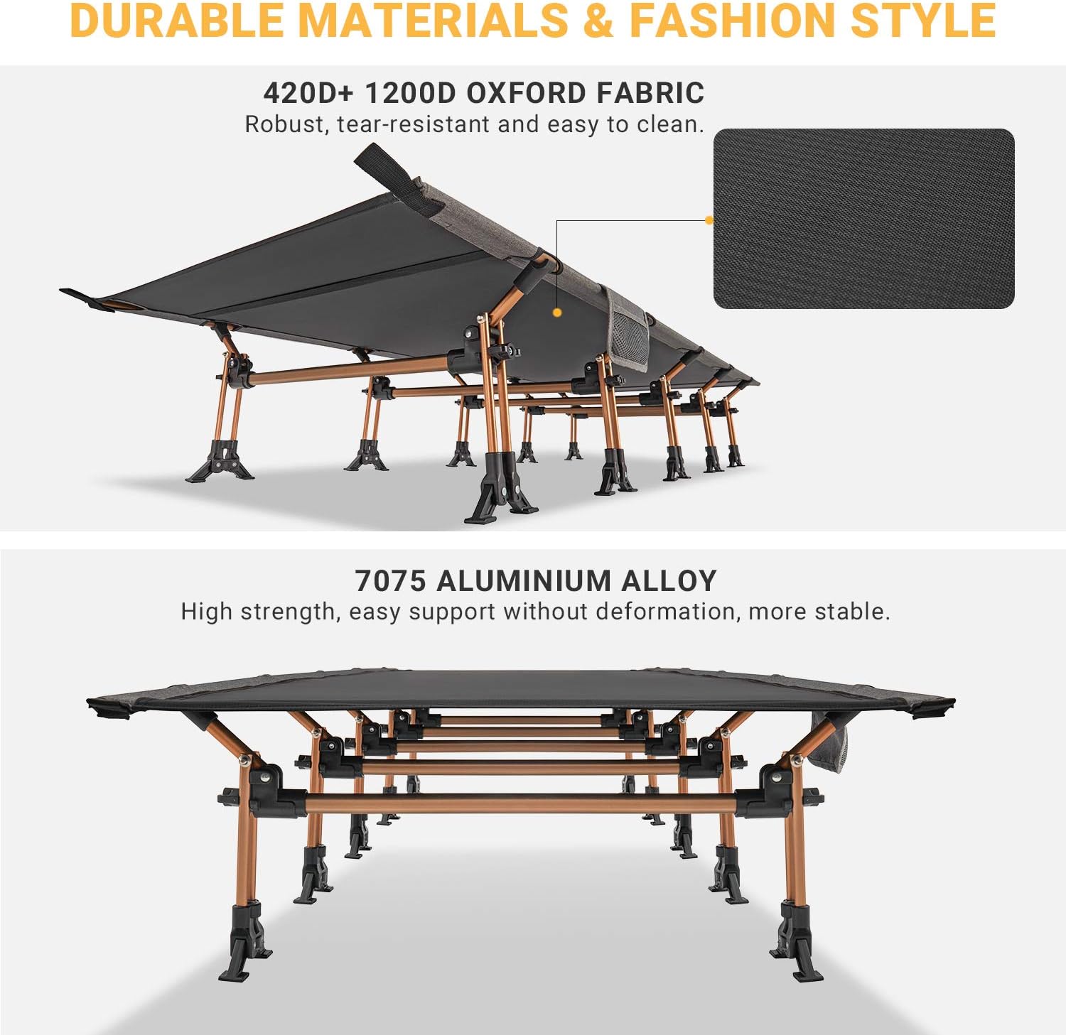 KingCamp Portable Camping Cot & Single-Size Sleeping Pad Inflatable Drop‑Stitch Mat